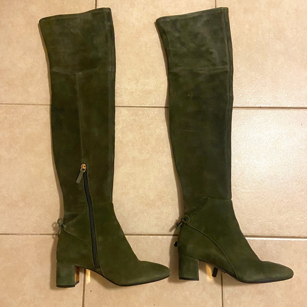 Tory Burch: Over-The-Knee Ankle-Tie Boot - Green
